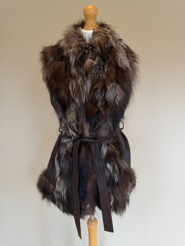 Vintage silver fox fur - fox, leather