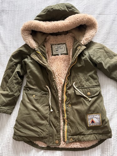Girls green hooded parka - green,
