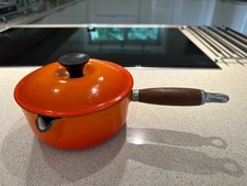 Le Creuset 18cm Saucepan with Pouring Spout And Lid, Volcanic Orange