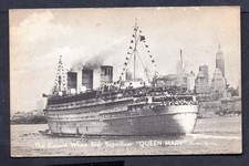 GB - WW2 Era Postcard of RMS Queen Mary on War Service