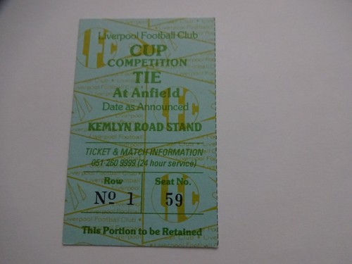 1980s liverpool cup ticket - liverpool,