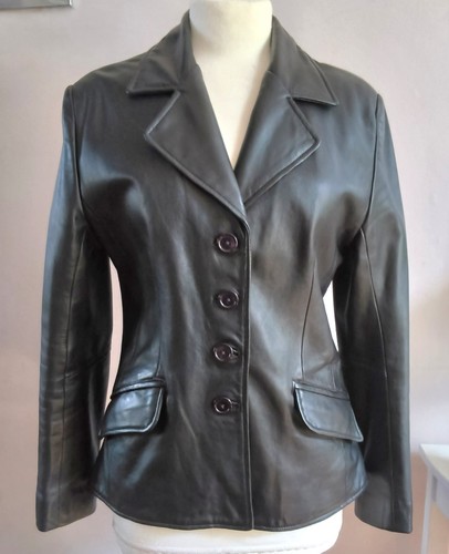 Womens fitted black leather - fitted,