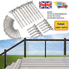 10 Pack Stainless Steel Wire Rope DIY Balustrade Kit Jaw Swage Fork Turnbuckle