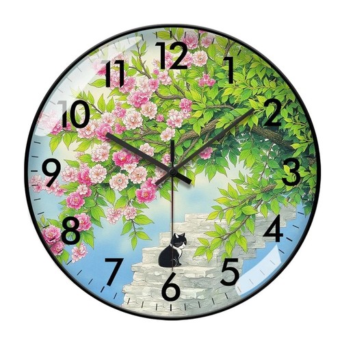 Adorable cat flower wall - flower, clock