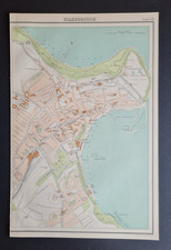 Antique 1898 Map - Plan of Scarborough - Yorkshire - Bartholomew