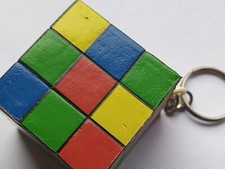 VINTAGE  Keyring Plastic keychain Gaming Game Foam Solid Rubic Cube 