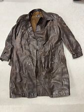 VINTAGE BROWN LEATHER MILITARY TRENCH ? COAT - WW2 ? GERMAN ? RICK LOEB MUNCHEN