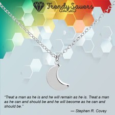 Tiny Moon Necklace High Polished 925 Sterling Silver Pendant Necklace for Women