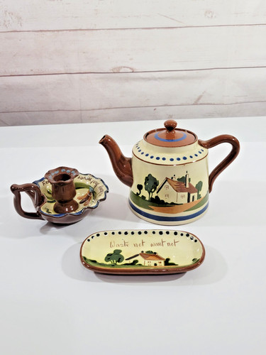 Watcombe pottery set teapot - pottery,