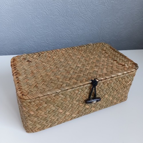 Rectangular wicker basket with - rectangular,
