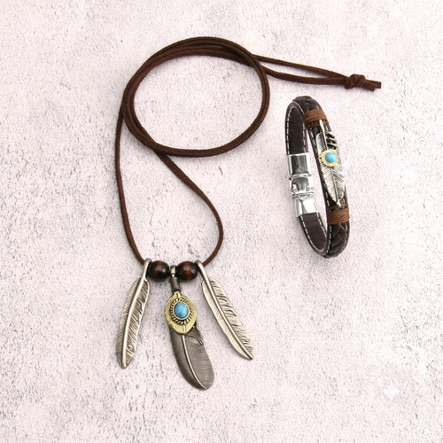 2pcs niche feather necklace - feather,,