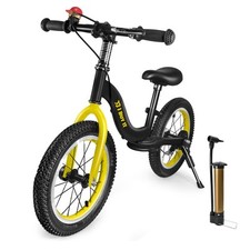14/16 Inch Kids Balance Bike with Brake, Kickstand, Adjustable, Air Tire Wheel
