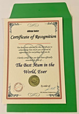 Christmas  Gifts Best Mum Daddy Grandad unusual Birthday present Certificate BG