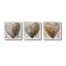 Set of 3 Textured Heart Canvas