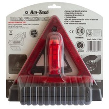 Am-Tech Triangle Warning Light – Emergency Car Breakdown Safety LED Reflector