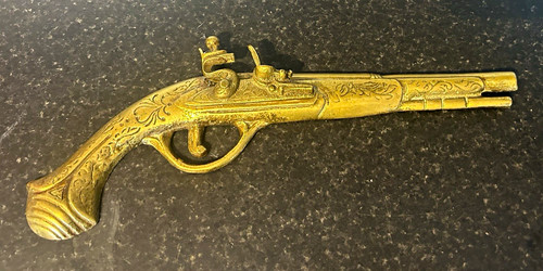 Brass flintlock pistol replica - brass,