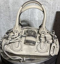 New RARE Chloe Vintage Small Paddington Silver Padlock Ivory Grained Leather Bag
