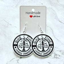 Halloween Hocus Pocus Witch Black Flame Candle Autumn Dangle Earrings Jewellery