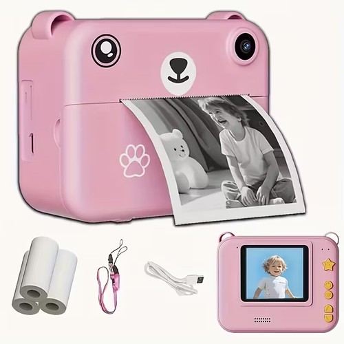 Pink kids instant print camera - kids,