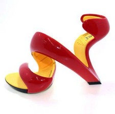 JulianHakes Mojito Heel Red Yellow Sculptural High Heels Unique Design Excellent
