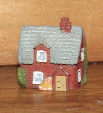 Ornate Vintage Pewter Thimble Hand Painted Village House - Free Postage In UK