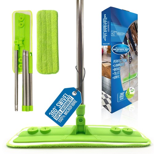 Microfibre flat mop green - microfibre,