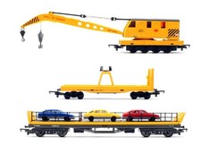 HORNBY/LIMA 'OO' GAUGE BREAKDOWN CRANE & CARFLAT TRANSPORTER WAGON