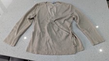 Gold Lurex Tie Front Crossover Ladies Cardigan - Oasis - Size 12
