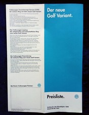 VW Golf 3 Variant price list