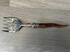 Vintage Hallmarked Pickle Fork with Twisted Wooden Handle. Beautifiul