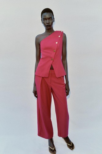 Zara deep pink pleated carrot - deep,