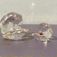 2 Vintage Swarovski? Cut Crystal Large Oyster Clam Shell (heart/pearl)