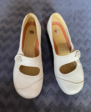 Clarks Unstructured Shoes Womens Mary Jane Cream Leather Flat Comfort Strap UK 7