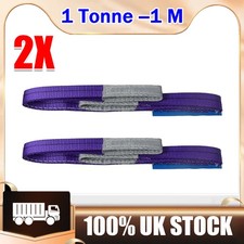 2x Lifting Round Slings Polyester Endless Webbing Straps 1 Ton 1m UK Stock New