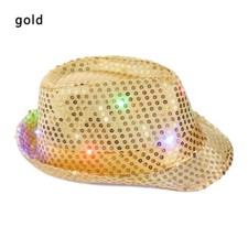 Performance Light Up Flashing Sequin  Jazz Hat Led Fedora Trilby Panama Cap
