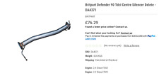 LAND ROVER DEFENDER 90 2.2 & 2.4 STRAIGHT THROUGH CENTRE EXHAUST DA4371