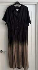 DKNY Midaxi Dress Shirt Top Black / Brown Ombre - Size 16