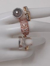 Lot 5 Pretty Gold on 925 Silver +Silver Rings Stone Designs Various Sizes 15.87g