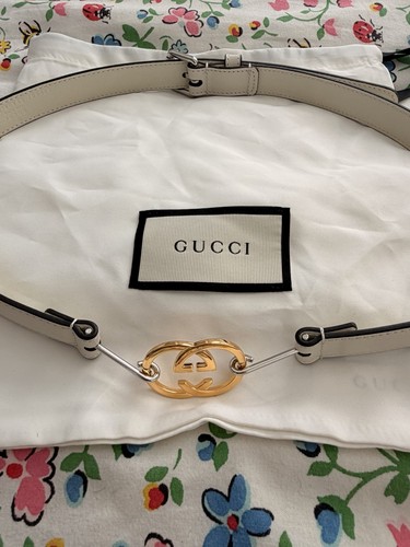 Gucci leather belt cream htf - gucci,