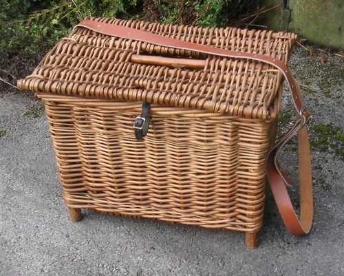 Vintage wicker fishing stool - vintage,