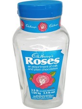 CADBURY'S Roses Chocolate Jar Vintage Glass Advertising Collectable 3.5lb BRO