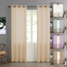 Pair (x2) Plain Voile Eyelet