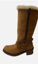 Caterpillar Boots Knee High Mid Calf Womens Size 7 Faux Fur Lined Low Block Heel