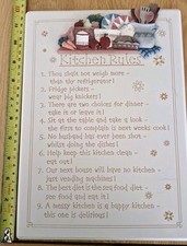 Funny Kitchen Rules Plaque Sign, Good Condition, approx. 30 x 20cm.