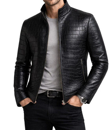 Men black crocodile - black, print