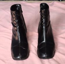 Shoe Zone Ladies Black Faux Leather Heeled Ankle Boots UK Size 4