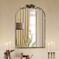 Gold Antique Wall Mirror Brass Arched Mirror Decorative Vintage Bathroom Mirrors