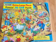 VICTORY EXTRA LARGE PIECE PLYWOOD JIGSAW PUZZLE ~ WASH DAY Complete