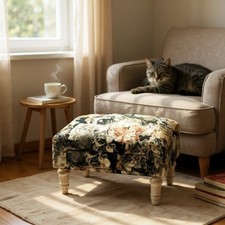 Cat Fabric Tapestry Ottoman