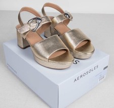 NEW Aerosoles Chamber Metallic Gold Chunky Platform Heels Sandals Shoes Size 10